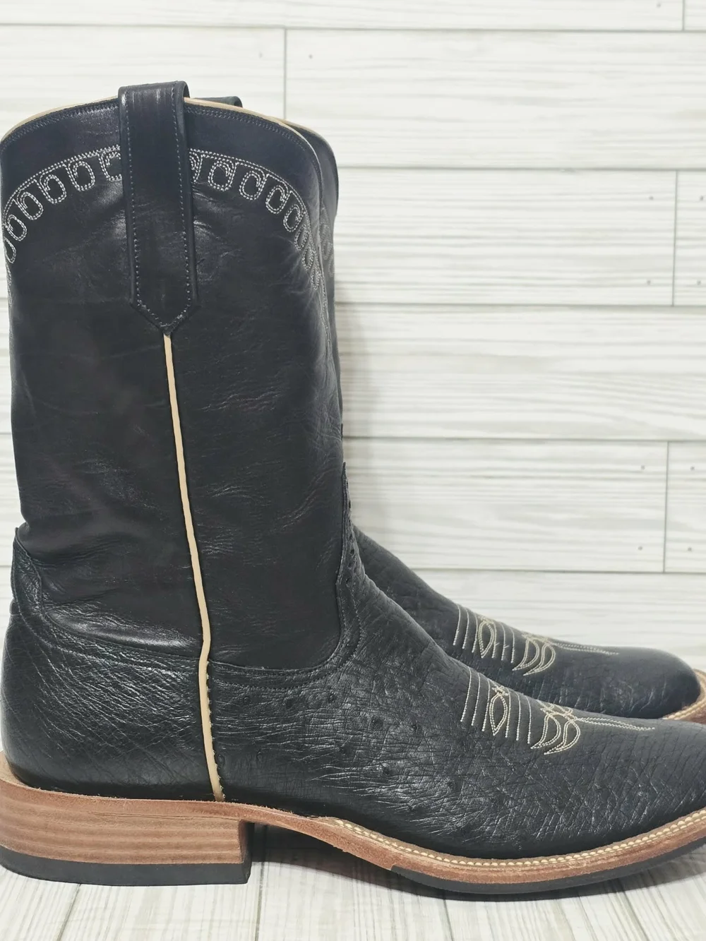 Rios of Mercedes Black Leather Cowboy Boots 9 D